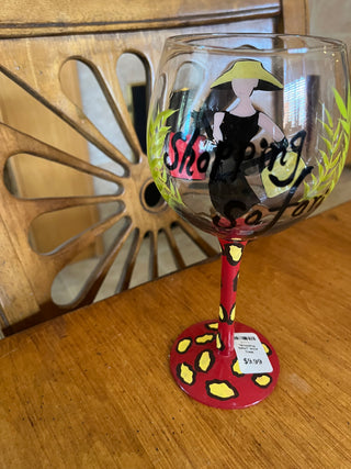 "Shopping Safari" Wine Glass