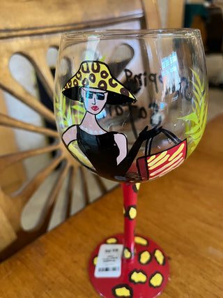 "Shopping Safari" Wine Glass