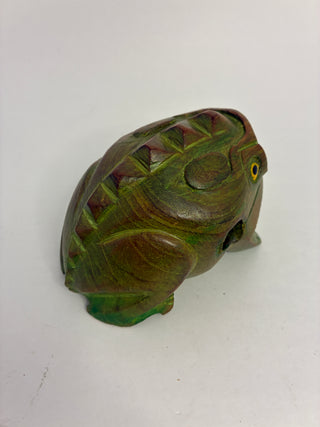 Hand-Carved Wood Guiro Frog Percussion Instrument
