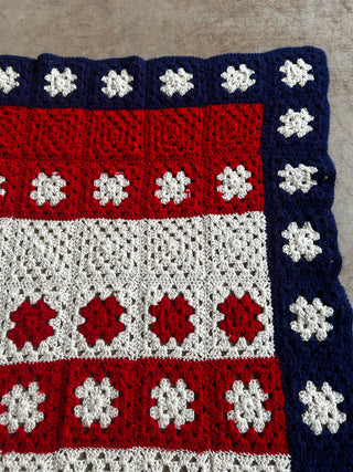 Crochet blanket red white blue