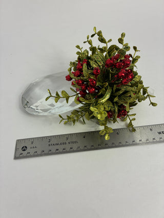 Glittered Mistletoe & Crystal Teardrop Christmas Ornament