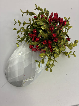 Glittered Mistletoe & Crystal Teardrop Christmas Ornament