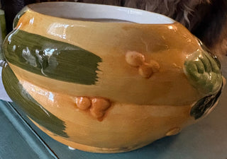Vintage Ceramic Pumpkin Planter w/Leaf design