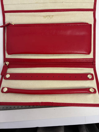 Wolf 1834 Red Leather Jewelry Travel Roll