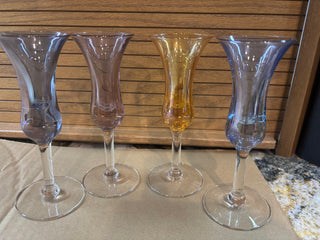 Set of 4 luster trumpet style cordial glasses