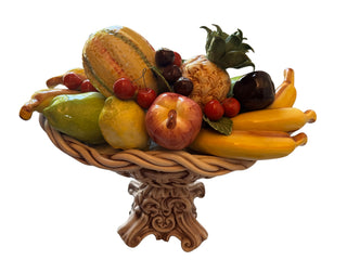 VTG Capodimonte Italian Ceramic Fruit Basket Pedestal Centerpiece - Crowned N