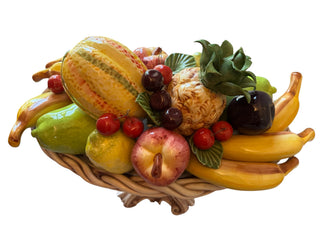 VTG Capodimonte Italian Ceramic Fruit Basket Pedestal Centerpiece - Crowned N