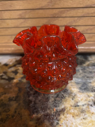 Fenton Hobnail ruffle edge vase