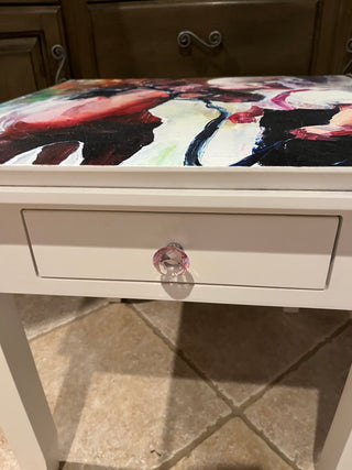 Little Girl W/Horse White Side Table