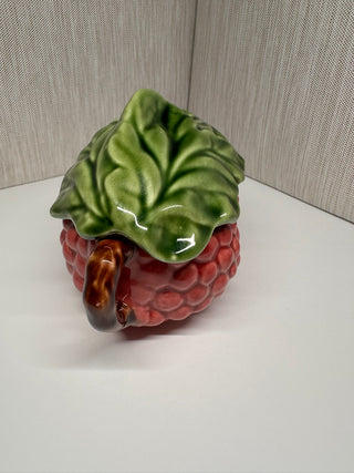 Vintage Andrea by Sadek Majolica Raspberry Lidded Sugar Pot Craft Portugal