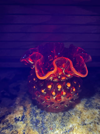 Fenton Hobnail ruffle edge vase