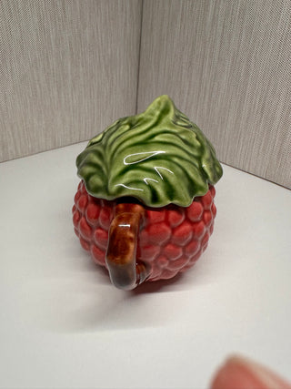 Vintage Andrea by Sadek Majolica Raspberry Lidded Sugar Pot Craft Portugal
