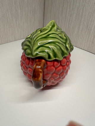 Vintage Andrea by Sadek Majolica Raspberry Lidded Sugar Pot Craft Portugal