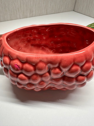 Vintage Andrea by Sadek Majolica Raspberry Lidded Sugar Pot Craft Portugal