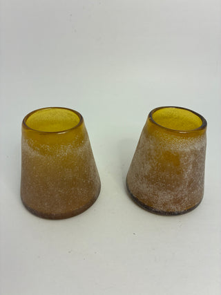 Chive Canada Frosted Amber Art Glass Bud Vases — Pair