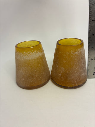 Chive Canada Frosted Amber Art Glass Bud Vases — Pair