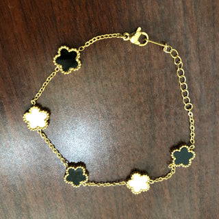 Black White Clover Bracelet