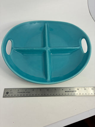 Destinos S.A. Portuguese Ceramic Divided Serving Tray — Turquoise