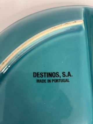Destinos S.A. Portuguese Ceramic Divided Serving Tray — Turquoise