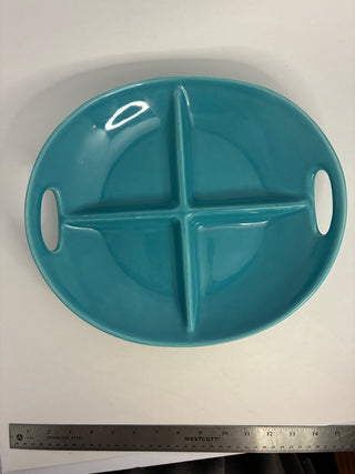 Destinos S.A. Portuguese Ceramic Divided Serving Tray — Turquoise