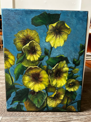 LR- Yellow flowers on blue painting (#87)