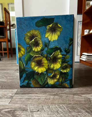 LR- Yellow flowers on blue painting (#87)