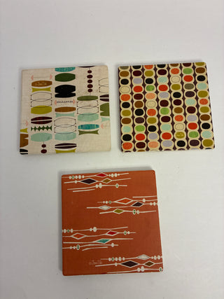 Jenn Ski MCM-Pattern Ceramic Coasters — Set of 3