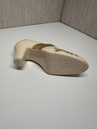 Vintage Porcelain Miniature High Heel Shoe Figurine – Gold Gilt Ceramic Victorian Slipper, Hand-Painted Bird Design, Collectible Souvenir Trinket Dish