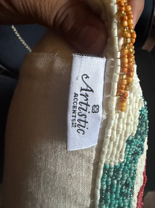 Artistic accent beaded pillow VV