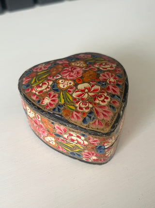 Vintage lacquered paper heart box