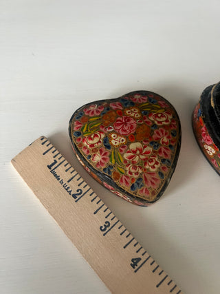Vintage lacquered paper heart box