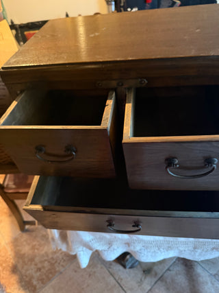 3 Drawer Walnut with brass ornate VV