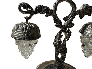 VTG Godinger Silver Plated Hanging Grape Salt & Pepper Shakers w/ Stand