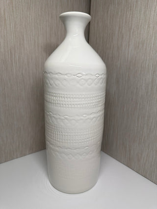 Vintage Ceramiche Tadinate White Textured Ceramic Bottle Vase – Made in Italy