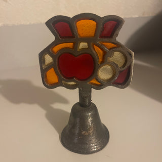 5" Vtg Stained Glass Lamp Metal Bell - SP