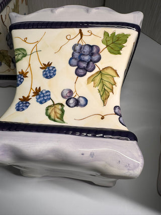 Capriware Berry and Grape 3-Piece Ceramic Canister Set - Crazing on Bases