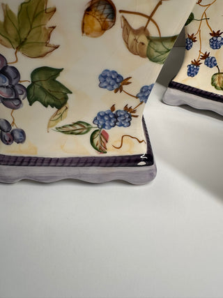 Capriware Berry and Grape 3-Piece Ceramic Canister Set - Crazing on Bases