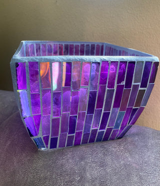 Purple mosaic tile glass vase/bowl