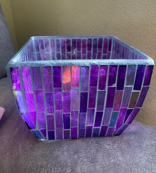 Purple mosaic tile glass vase/bowl