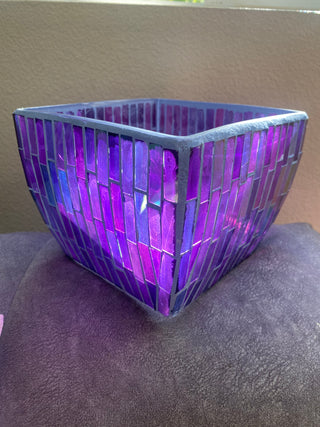 Purple mosaic tile glass vase/bowl