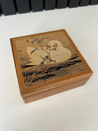 Vintage wood swan box of coasters