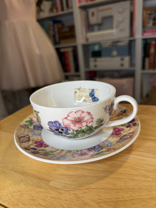 Vintage Floral Porcelain Teacup & Saucer Set