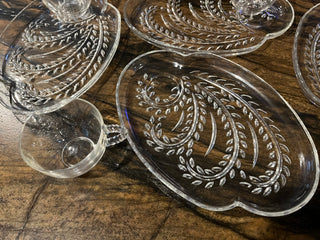 (set of 4 w/box) Vintage Crystal Plate & Cup