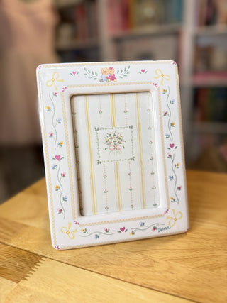 Vintage Floral Picture Frame - Cottage Garden Design with Teddy Bears & Bows