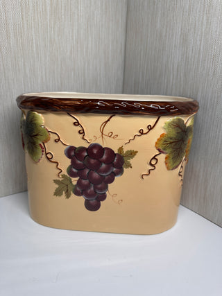 Vintage Pacific Rim Ceramic Grape Wine Chiller & Utensil Holder