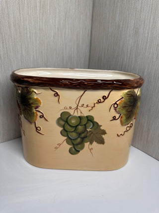 Vintage Pacific Rim Ceramic Grape Wine Chiller & Utensil Holder