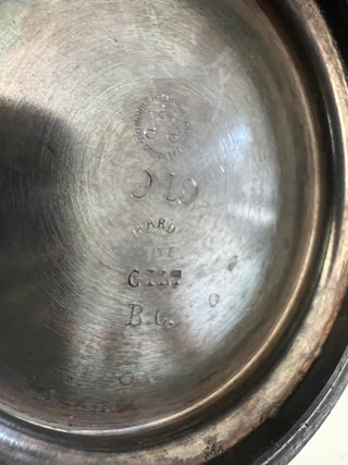 Antique silver plate etched handled vase