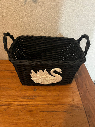 Black Basket with Swan