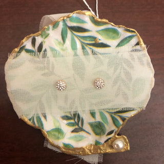 Ball Stud Earrings Leaves Shell Trinket Dish