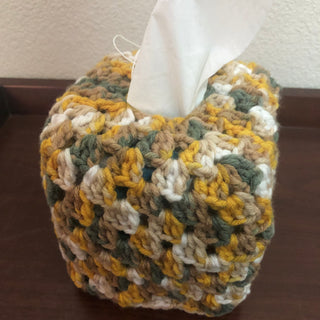 Yellow Mocha Grey Tissue Box Cover